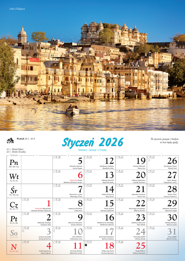 Kalendarz naścienny rodzinny 28x40cm 2026 krajobrazy Lucrum