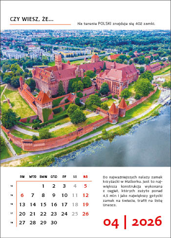 Kalendarz wieloplanszowy naścienny 32x50cm 2026 Polska, czy wiesz że.. Jotan