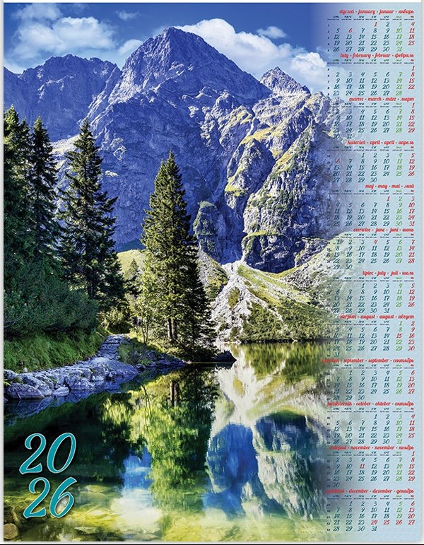 Kalendarz jednoplanszowy ścienny B1 68x98cm 2026 Morskie Oko Telegraph