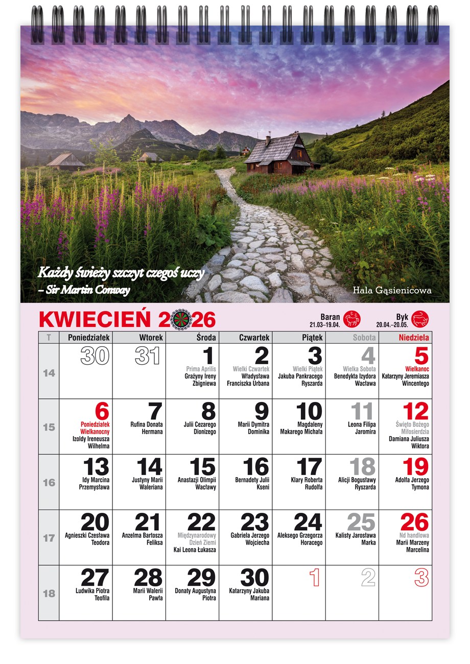 Kalendarz biurkowy stojący miesięczny pionowy 14x21cm 2026 Pan Kalendarzyk