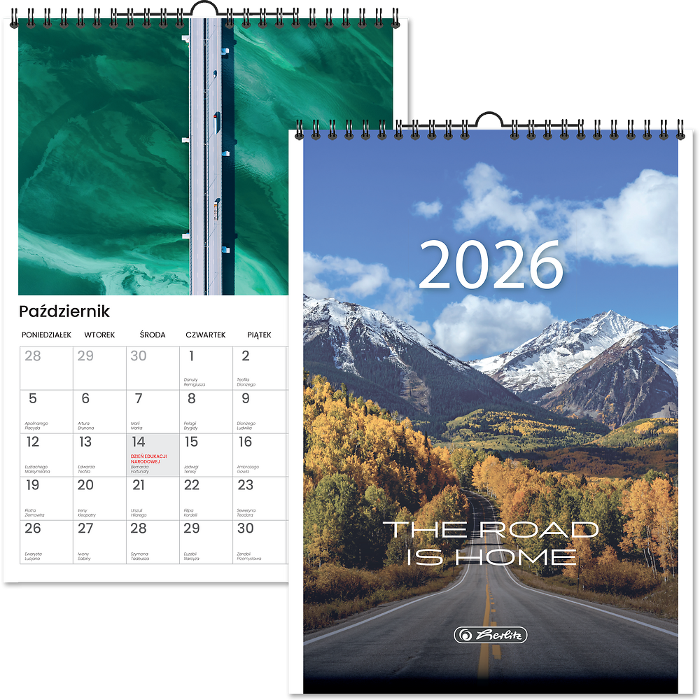 Kalendarz naścienny wieloplanszowy 2026 A4 road is home Herlitz