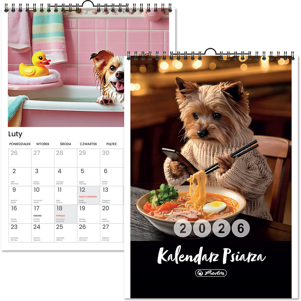 Kalendarz naścienny wieloplanszowy 2026 A4 psy Herlitz