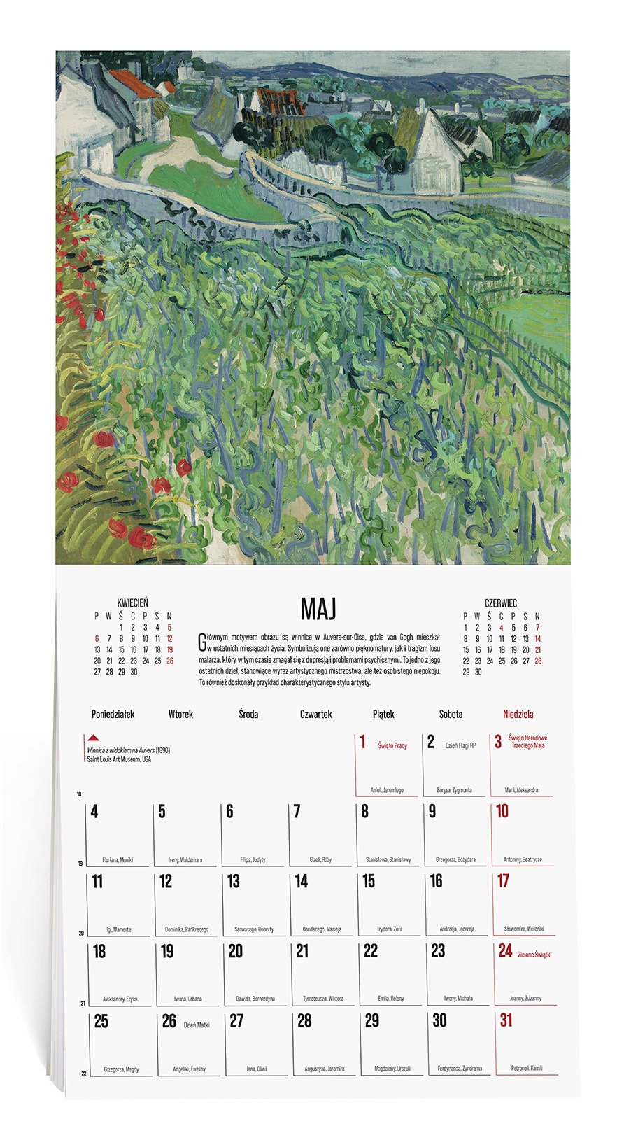 Kalendarz naścienny wieloplanszowy 30x60cm 2026 Vincent Van Gogh Eurograf