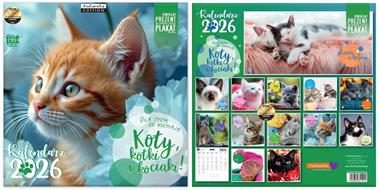 Kalendarz naścienny wieloplanszowy 30x60cm 2026 koty Kukartka
