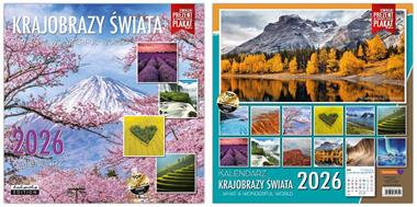 Kalendarz naścienny wieloplanszowy 30x60cm 2026 krajobrazy świata Kukartka