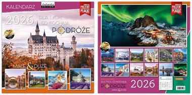 Kalendarz naścienny wieloplanszowy 30x60cm 2026 podróże Kukartka