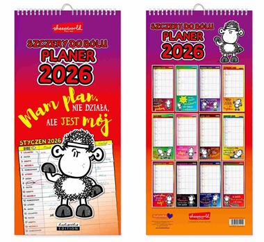 Kalendarz naścienny wieloplanszowy planer 21x45cm 2025 sheepworld szczery Kukartka