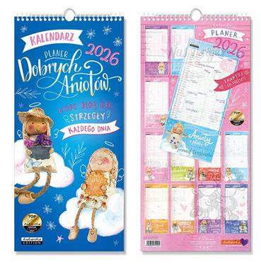 Kalendarz naścienny wieloplanszowy planer 21x45cm 2026 dobrych aniołów Kukartka