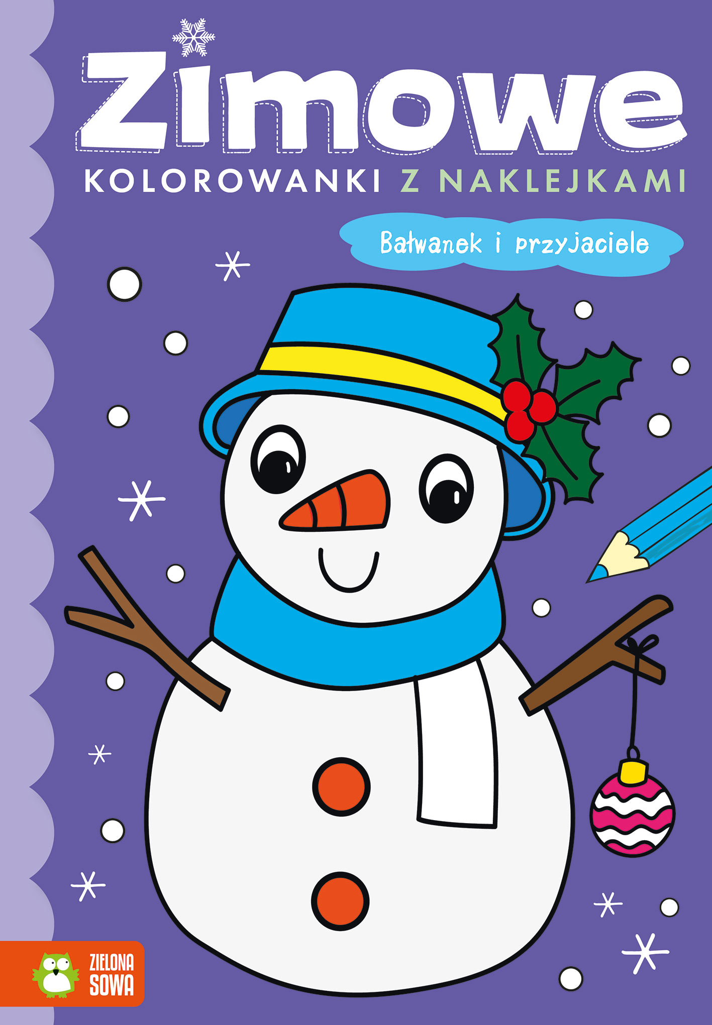 Zimowe kolorowanki z naklejkami Bałwanek i przyjaciele A4/16str Zielona Sowa