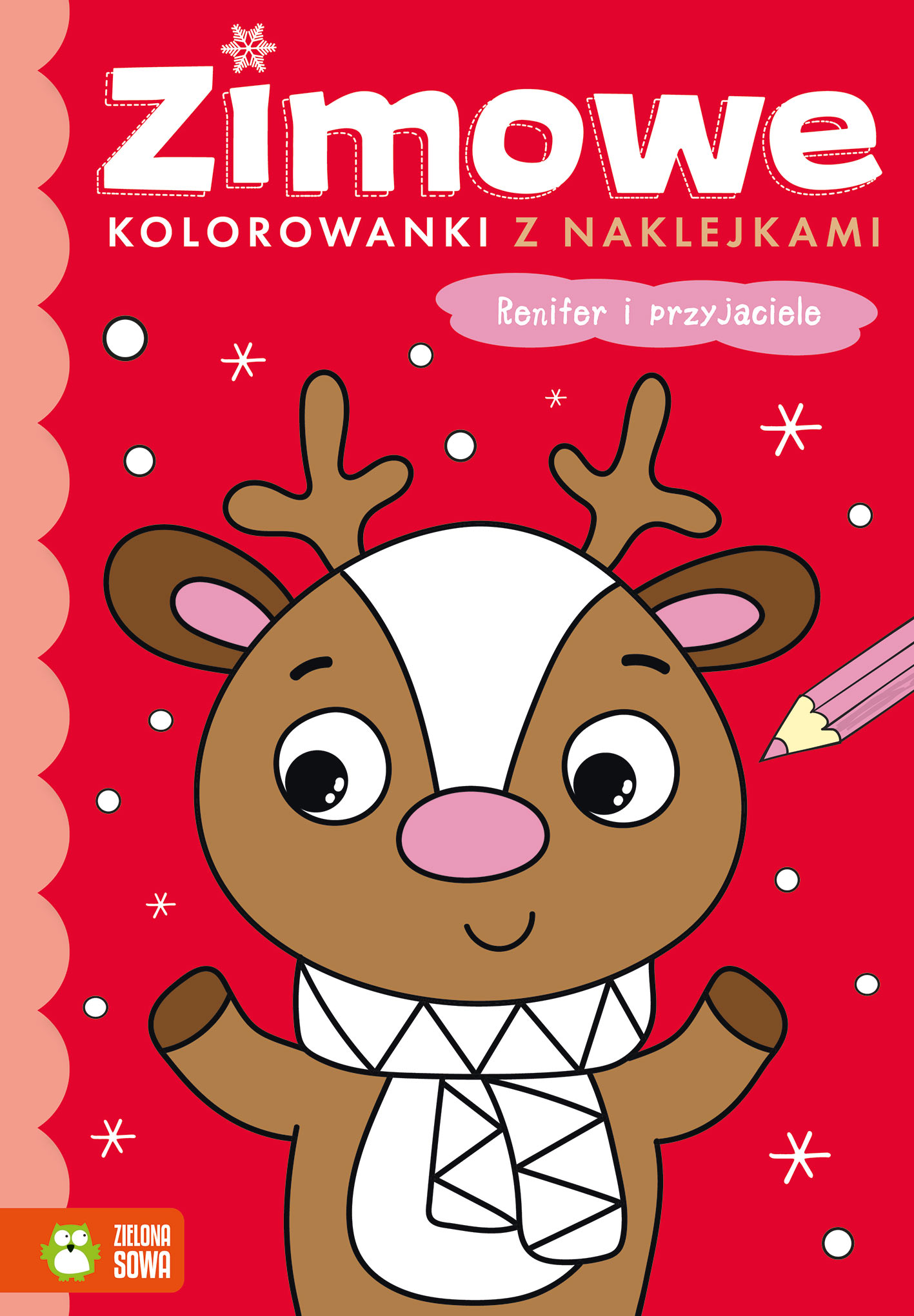 Zimowe kolorowanki z naklejkami Renifer i przyjaciele A4/16str Zielona Sowa