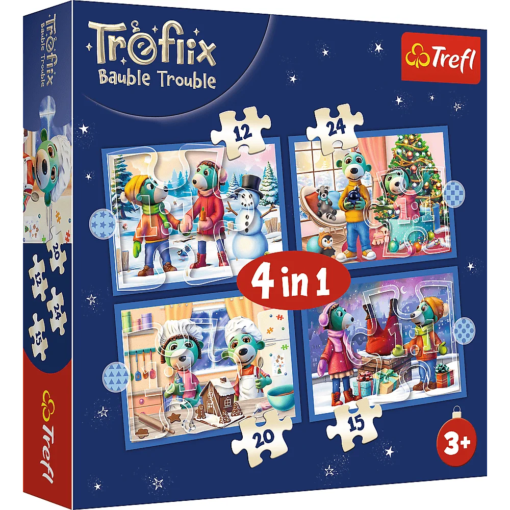 Puzzle 4w1 12/15/20/24 elementów pada śnieg u Treflików +5 Trefl