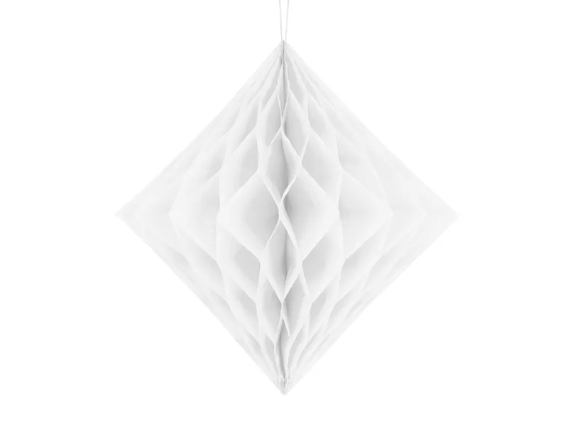 Dekoracja bibułowa diament biały 30cm Partydeco
