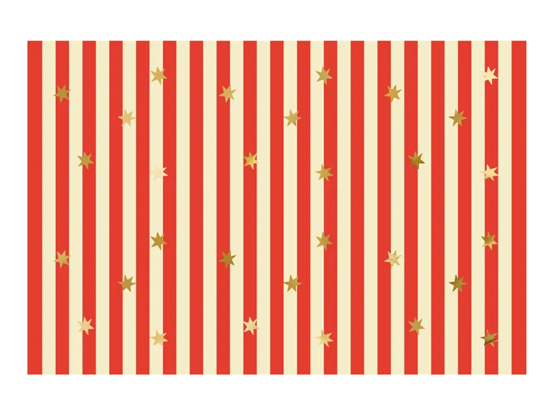 Obrus papierowy pasy z gwiazdkami 120x180cm Partydeco