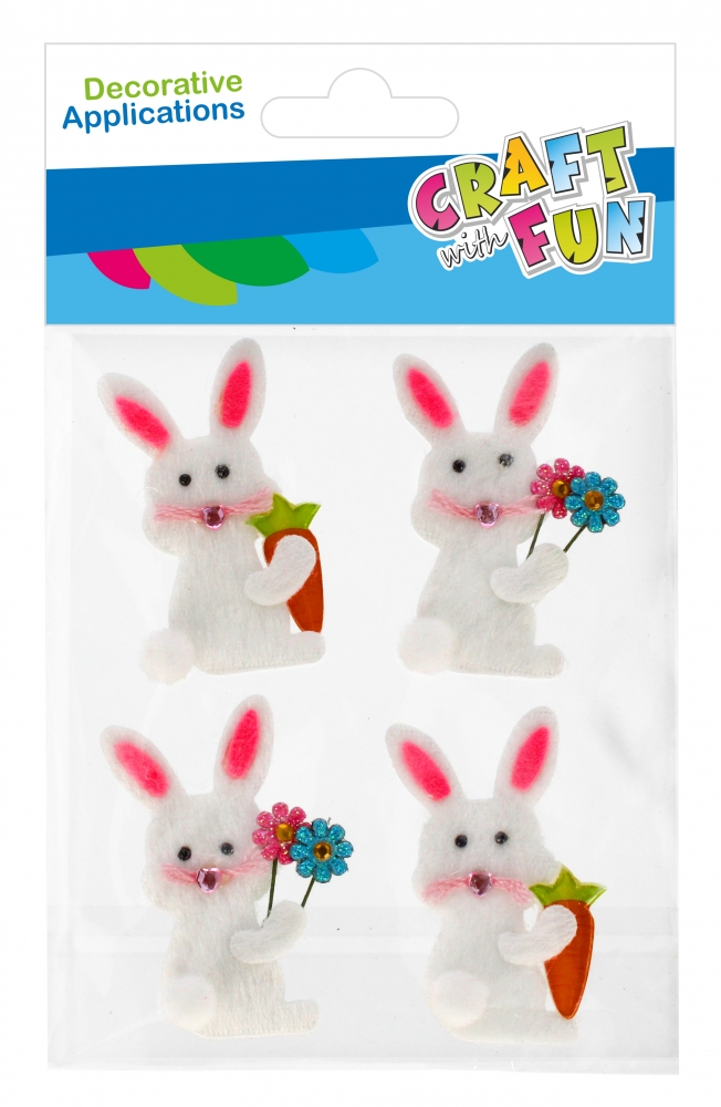 Naklejki filcowe wielkanocne króliki 4szt Craft with Fun
