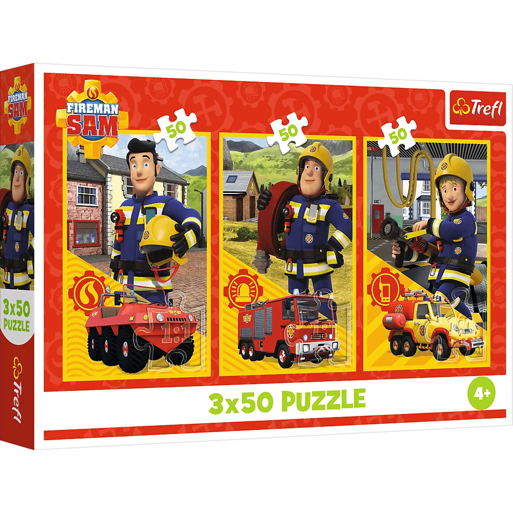  Puzzle 3x50 elementów strażak Sam +4 Trefl