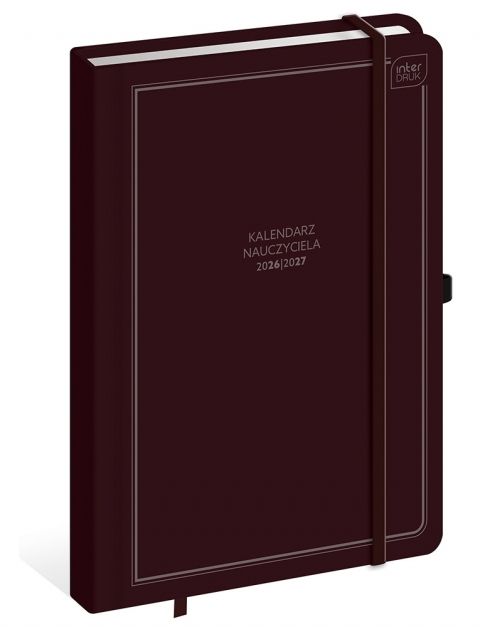 Kalendarz książkowy nauczyciela tygodniowy A5 2026/2027 Burgund Interdruk