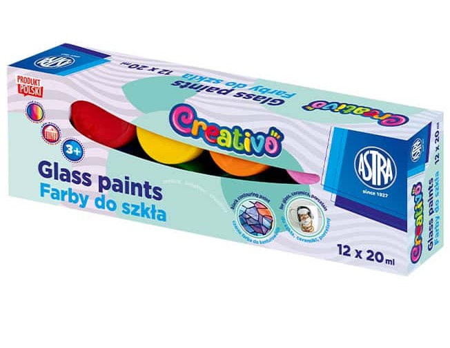 Farby do szkła 12 kolorów 20ml Creativo Astra