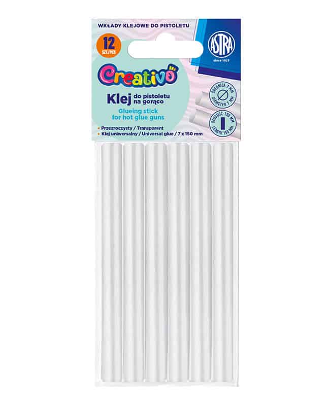 Wkłady klejowe do pistoletu przezroczyste 7x150mm 6 kolorów Astra