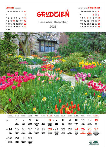 Kalendarz wieloplanszowy naścienny 32x50cm 2026 ogrody Jotan
