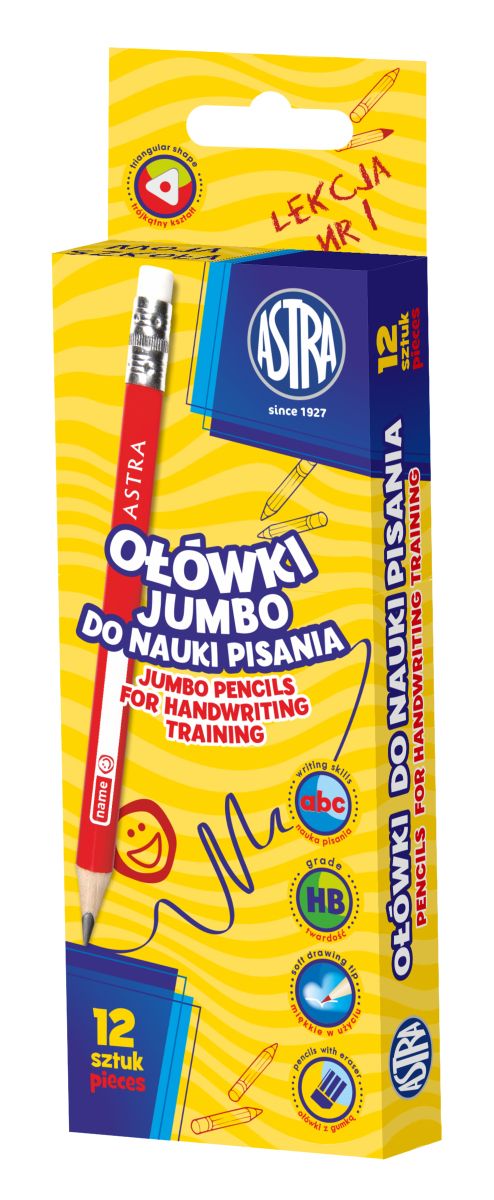 Ołówek HB trójkątny jumbo do nauki pisania Astra