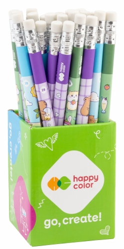 Ołówek 2B trójkątny jumbo z gumką 12szt Happy Color