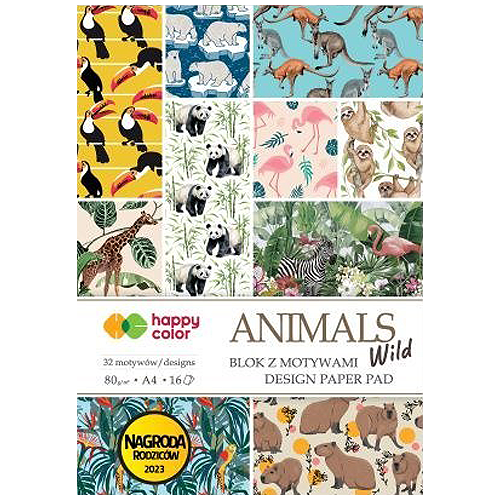 Blok z motywami animals wild 80g A4/16kart Happy Color
