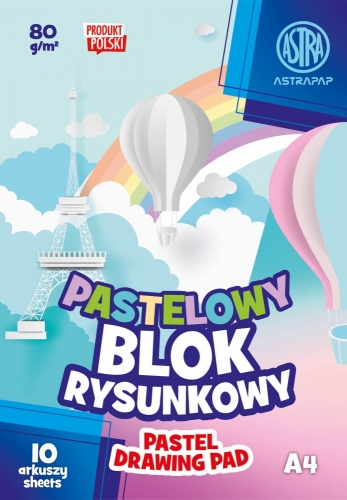 Blok rysunkowy kolorowy pastelowy A4/10 kartek Astra