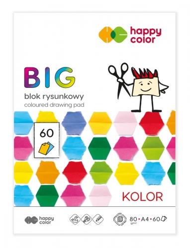 Blok rysunkowy kolorowy A4/60 kartek 15 kolorów Happy Color