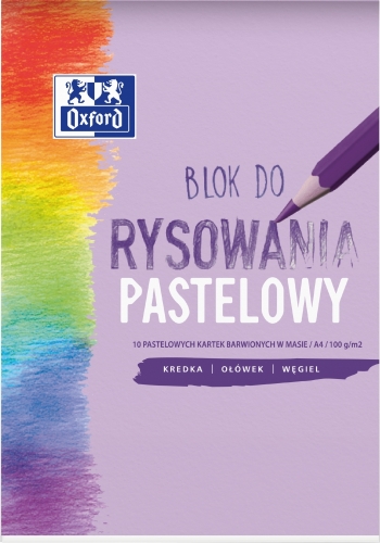 Blok rysunkowy kolorowy pastelowy A4/10 kartek 100g Oxford