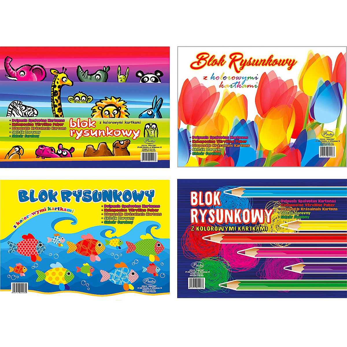 Blok rysunkowy kolorowy A4/16 kartek Protos