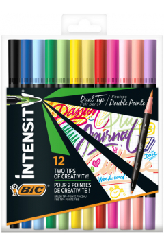 Flamastry 12 kolorów Intensity Dual Tip Classic Pastel BIC