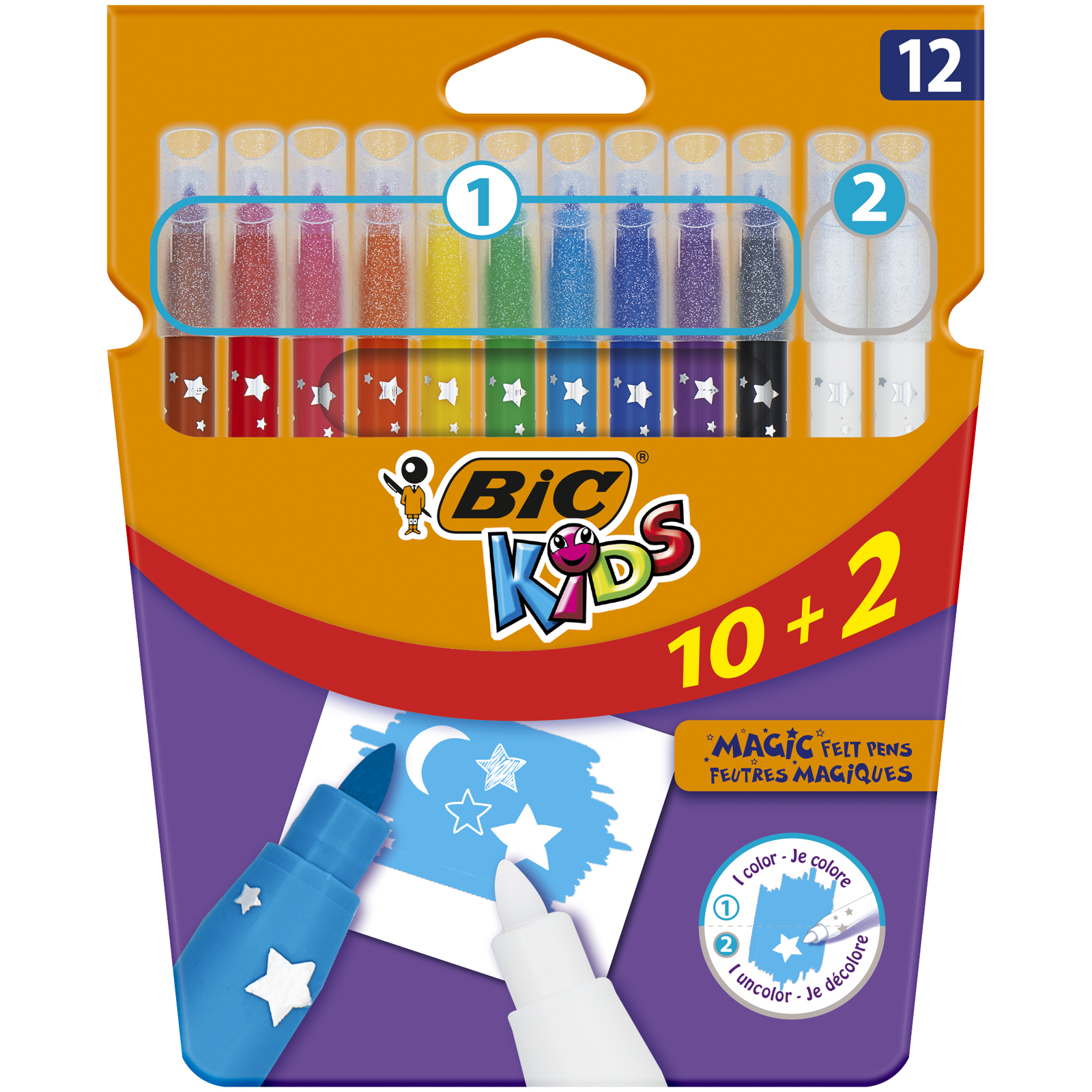 Flamastry 12 kolorów Kids Magic Felt Pens BIC
