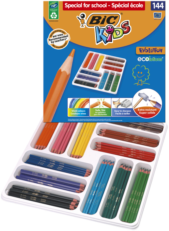 Kredki ołówkowe 12 kolorów 144szt Evolution Kids BIC