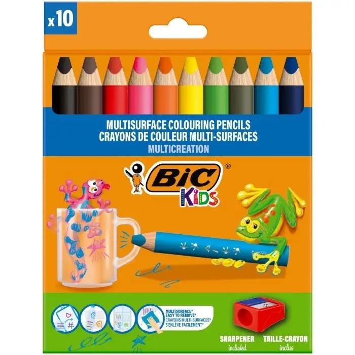 Kredki ołówkowe jumbo 10 kolorów Multisurface Kids BIC