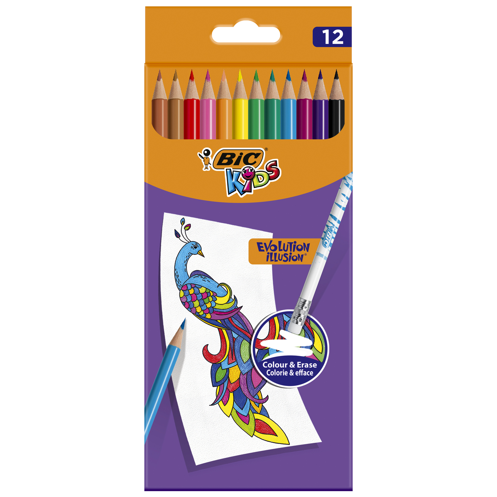 Kredki ołówkowe 12 kolorów Evolution Illusion Kids BIC
