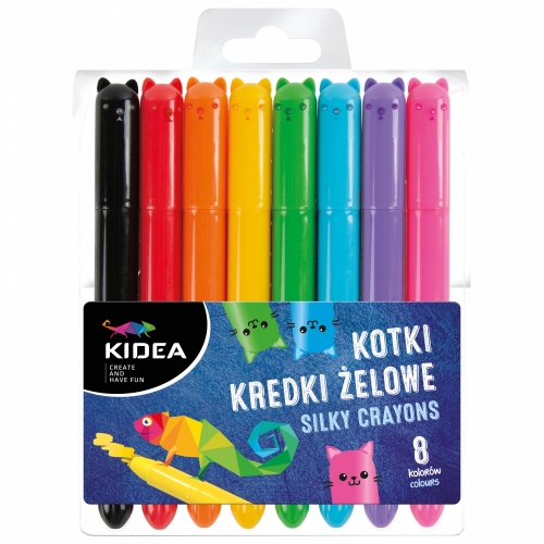 Kredki żelowe 8 kolorów kotki Kidea 