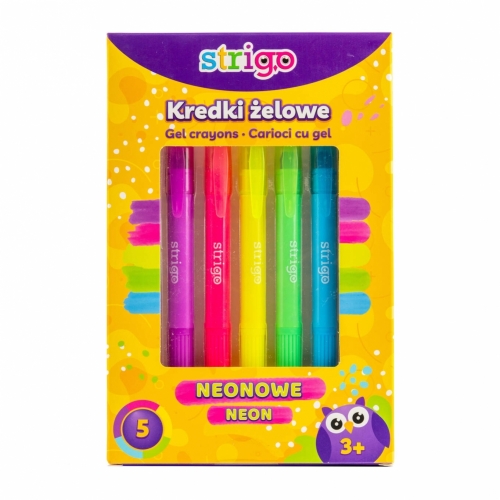 Kredki żelowe w sztyfcie neonowe 5 kolorów Strigo