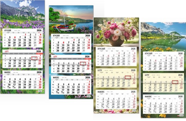 Kalendarz naścienny trójdzielny 32x70cm 2026 Darrieus