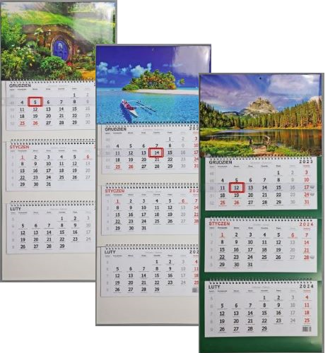 Kalendarz naścienny trójdzielny 32x80cm 2026 Darrieus