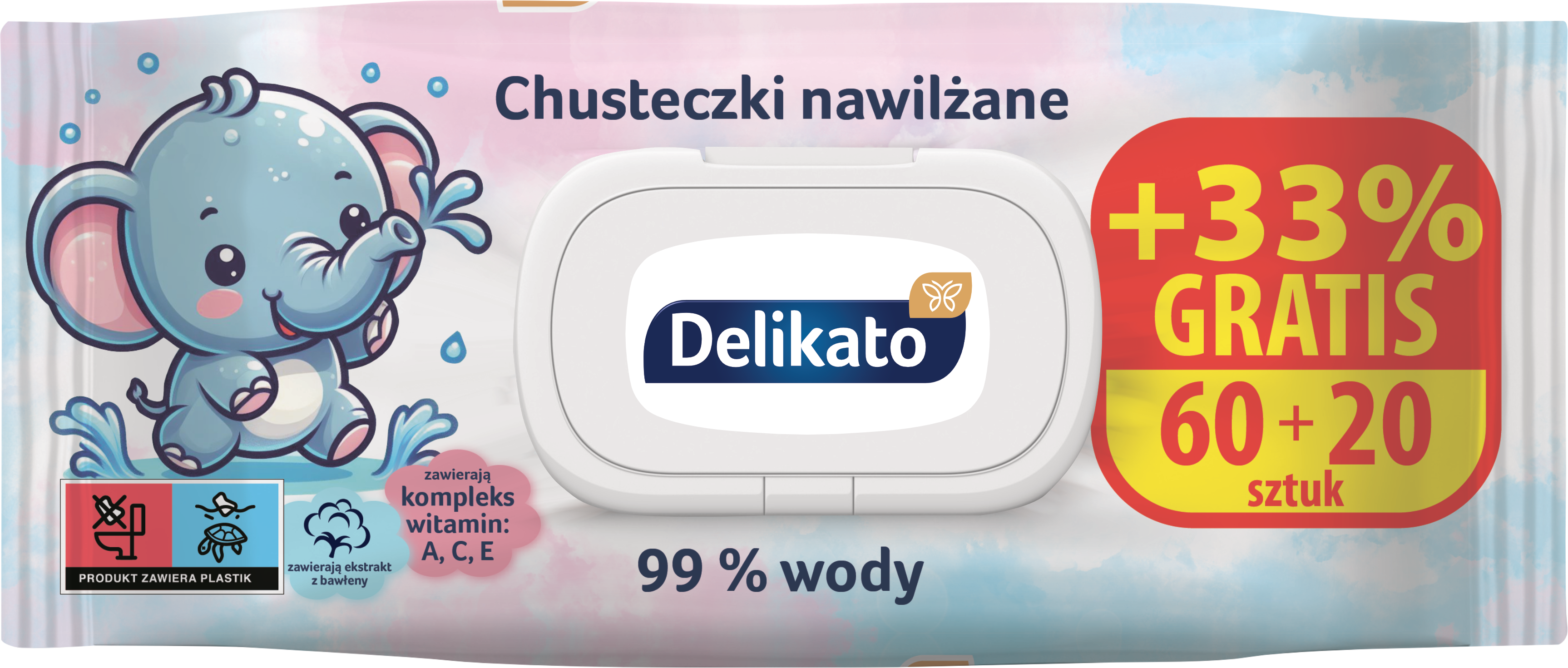 Chusteczki nawilżane dla dzieci 80szt. Delikato