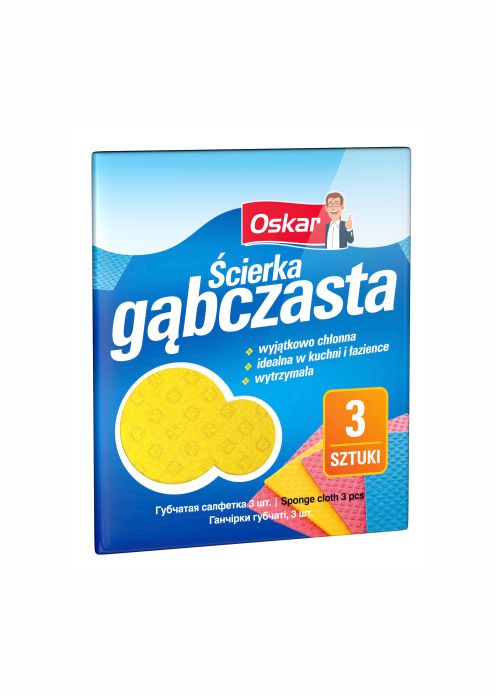 Ścierka gąbczasta 17x15cm 3szt Oskar