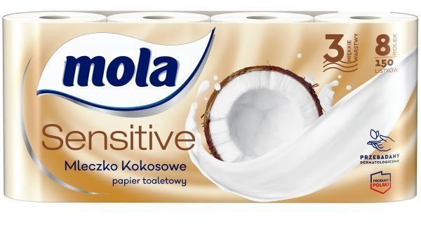 Papier toaletowy 3W 8szt. Sensitive kokos Mola