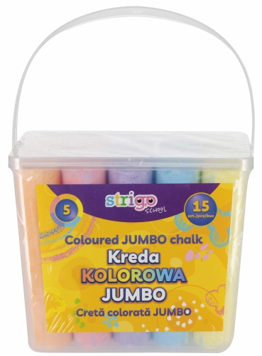 Kreda kolorowa chodnikowa jumbo 5 kolorów 15szt. Strigo