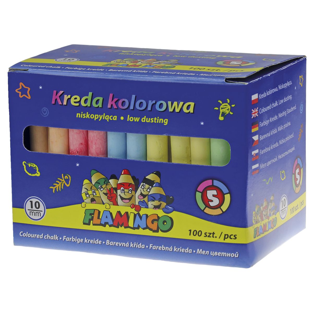 Kreda kolorowa 5 kolorów 100szt. Flamingo