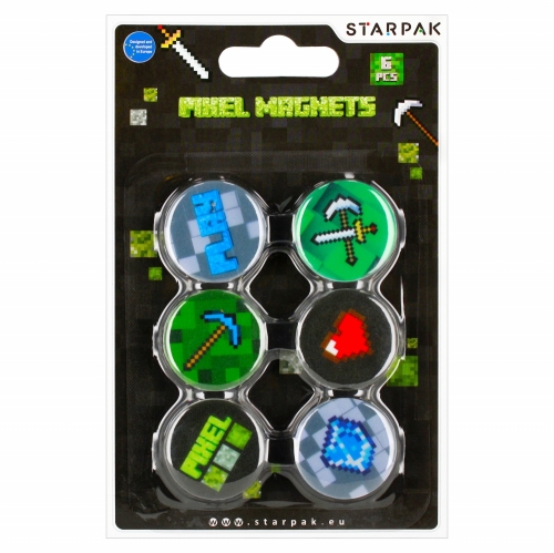 Magnesy Pixel 3cm 6szt mix kolory Starpak