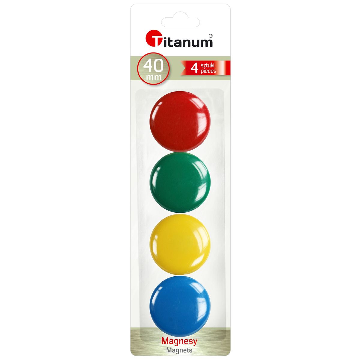 Magnesy buźki 40mm 4szt mix kolory Titanum