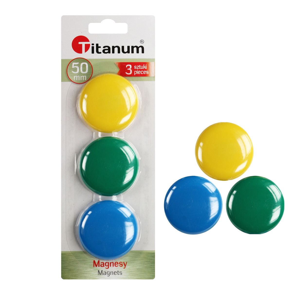 Magnesy buźki 50mm 3szt mix kolory Titanum