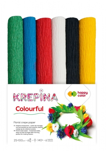 Bibuła marszczona 6 kolorów 25x100cm colourful Starpak