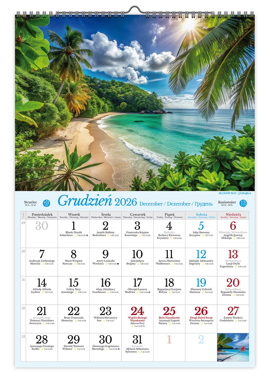 Kalendarz naścienny wieloplanszowy A3 2026 krajobrazy Pan Kalendarzyk