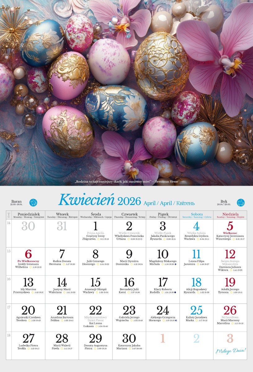 Kalendarz naścienny wieloplanszowy 31x45cm 2026 rodzinny Pan Kalendarzyk